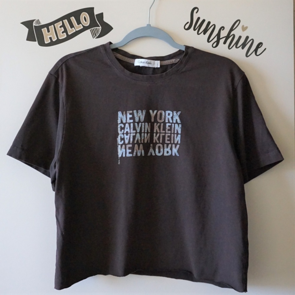 CK Vintage Brown Blue Graphic Crop Top Men's L